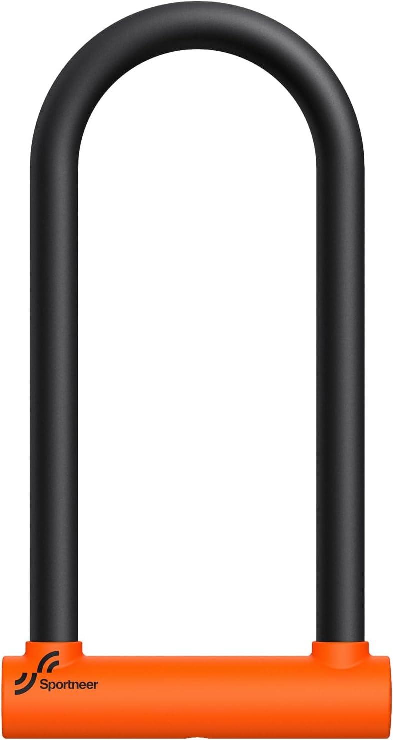 image:imageSportneer Bike Lock Heavy Duty Bike U Lock with 6ft Security Steel Cable 18mm Shackle Bicycle ULocks with Keys and Sturdy Mounting Bracket for Road Mountain Bike Bicycle Size 115x625BlackOrange