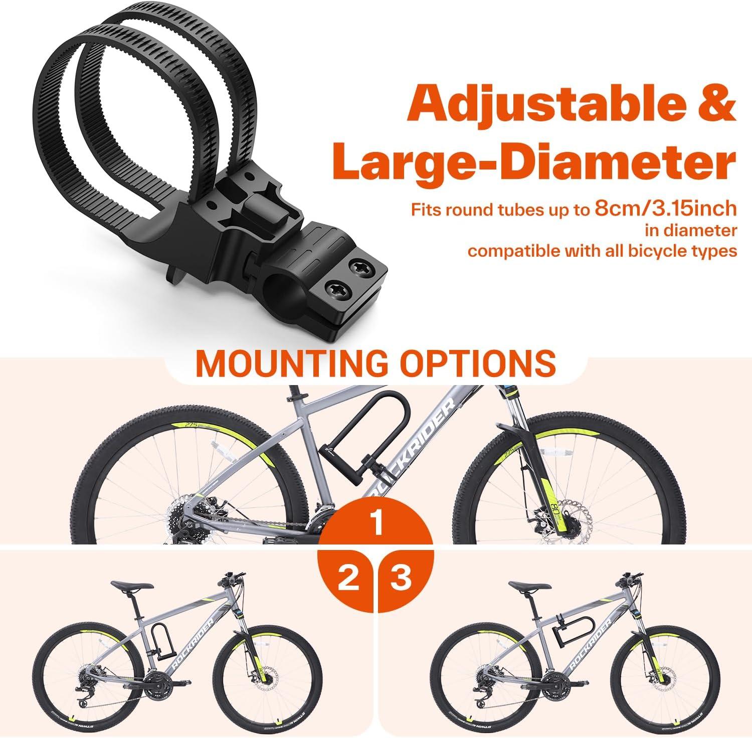image:imageSportneer Bike Lock Heavy Duty Bike U Lock with 6ft Security Steel Cable 18mm Shackle Bicycle ULocks with Keys and Sturdy Mounting Bracket for Road Mountain Bike Bicycle Size 115x625Black