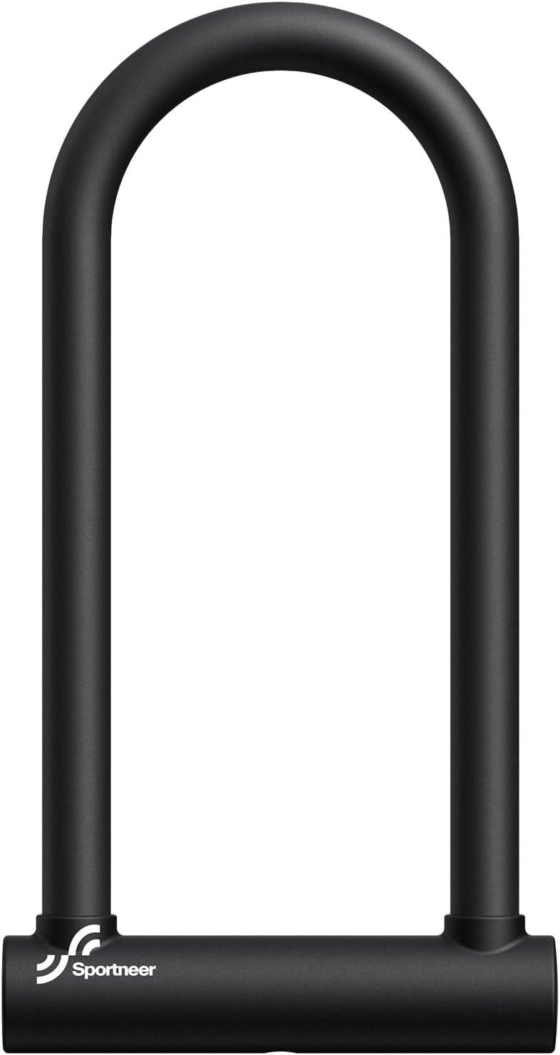 image:imageSportneer Bike Lock Heavy Duty Bike U Lock with 6ft Security Steel Cable 18mm Shackle Bicycle ULocks with Keys and Sturdy Mounting Bracket for Road Mountain Bike Bicycle Size 115x625Black
