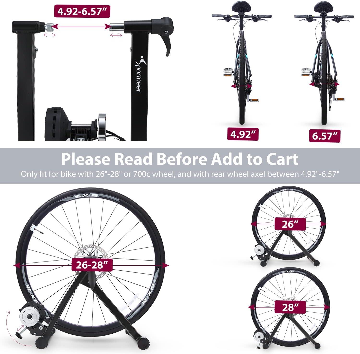 image:imageSportneer Bike Trainer Magnetic Stationary Stand for 2628 amp 700C Wheels 8 Level Resistance Portable Stainless Steel Indoor Trainer with Quick Release Lever amp Front Wheel Riser Block