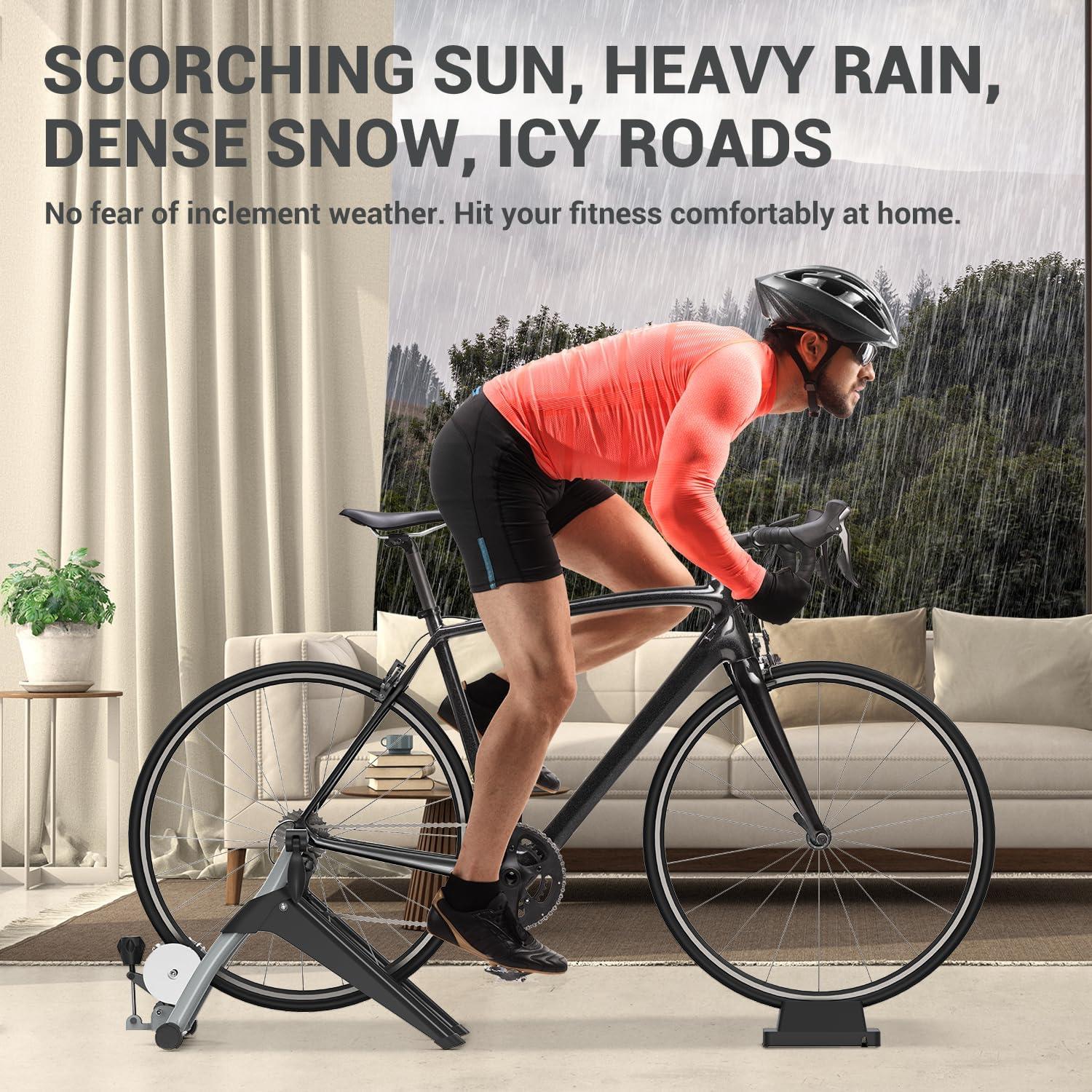 image:imageSportneer Bike Trainer Portable Fluid Stationary Bike Stand for Indoor Riding Bike Trainer Stand with 2628 amp 700C Wheels Quick Release Lever amp Adjustable Rubber Feet Foldable Storage