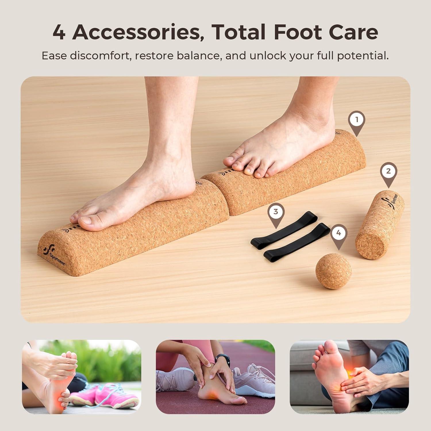 image:imageSportneer Cork Balance Board with Storage Bag Cork Foot Massage amp Balance Trainer Set for Foot Pain Relief Physical Therapy Foot Strengthening amp Arch Training Improve Balance amp Stability Boost Ankle Strength