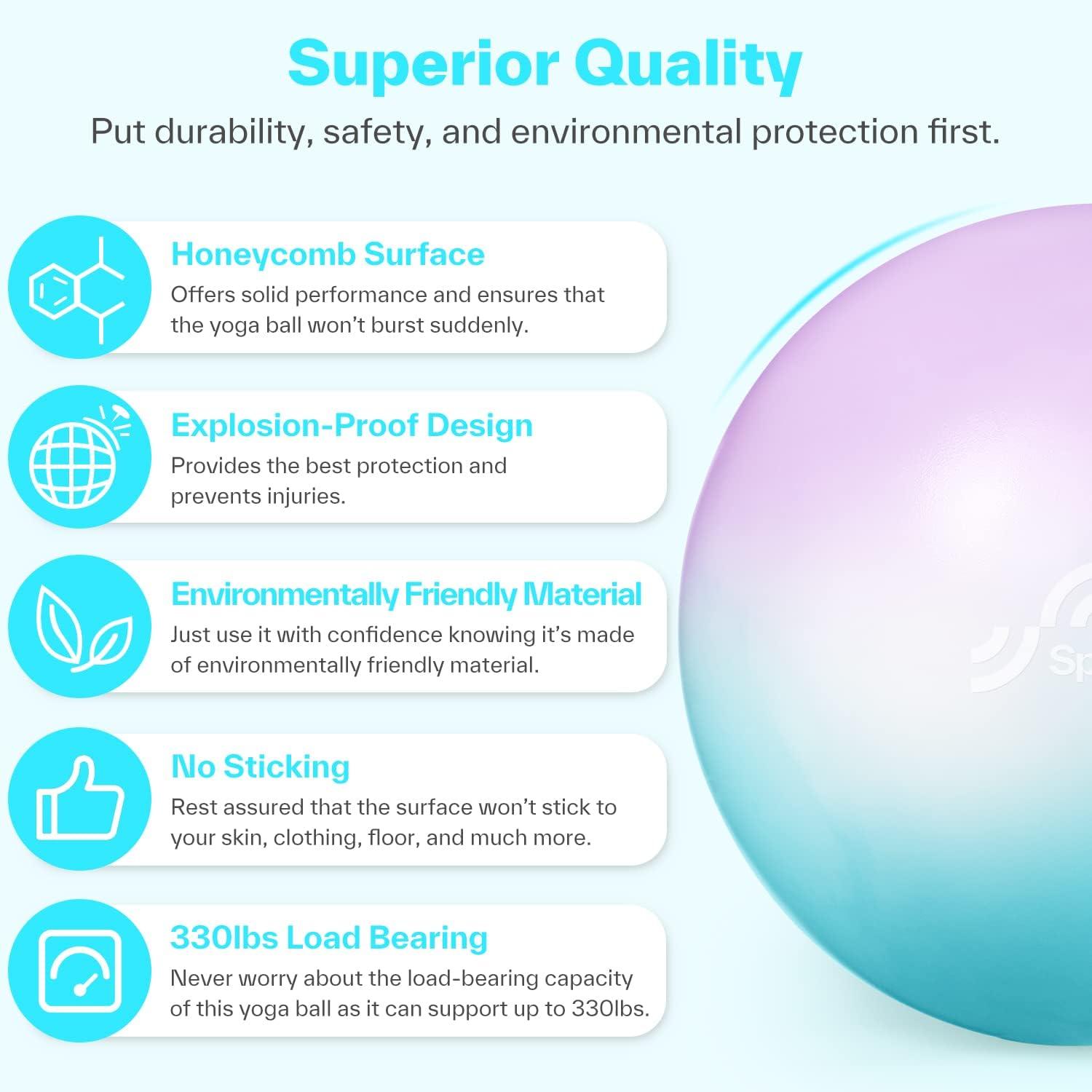 image:imageSportneer Extra Thick Exercise Ball 256Yoga Ball with Quick Pump AntiBurst and Slip Resistant Fitness Ball Chair for Pregnancy and Physical Therapy
