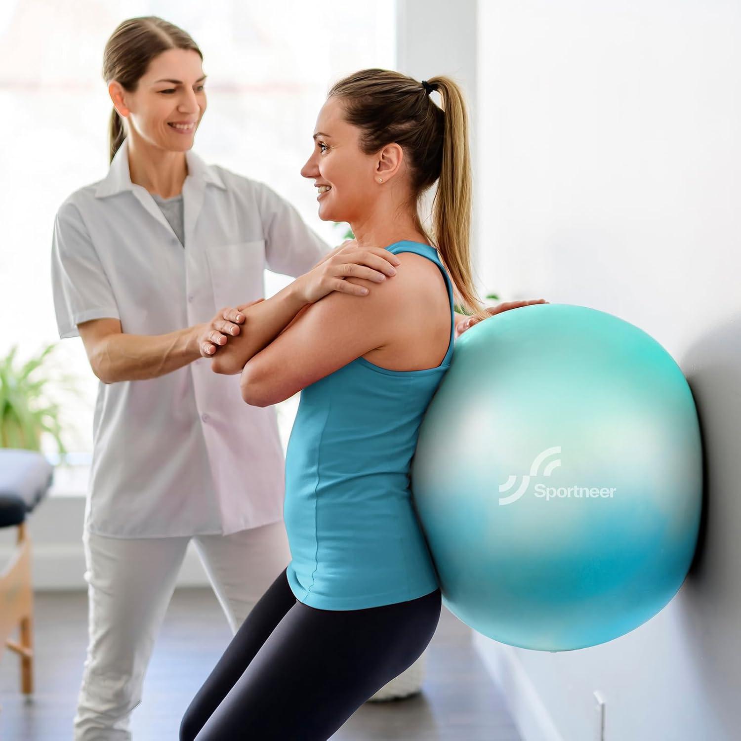 image:imageSportneer Extra Thick Exercise Ball 256Yoga Ball with Quick Pump AntiBurst and Slip Resistant Fitness Ball Chair for Pregnancy and Physical TherapyBlue Green