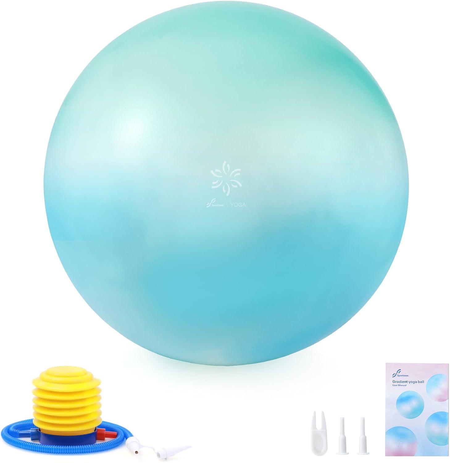 image:imageSportneer Extra Thick Exercise Ball 256Yoga Ball with Quick Pump AntiBurst and Slip Resistant Fitness Ball Chair for Pregnancy and Physical TherapyBlue Green