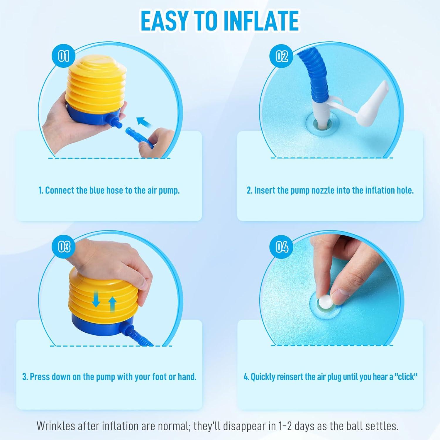 image:imageSportneer Extra Thick Exercise Ball 256Yoga Ball with Quick Pump AntiBurst and Slip Resistant Fitness Ball Chair for Pregnancy and Physical TherapyIris Blue Purple