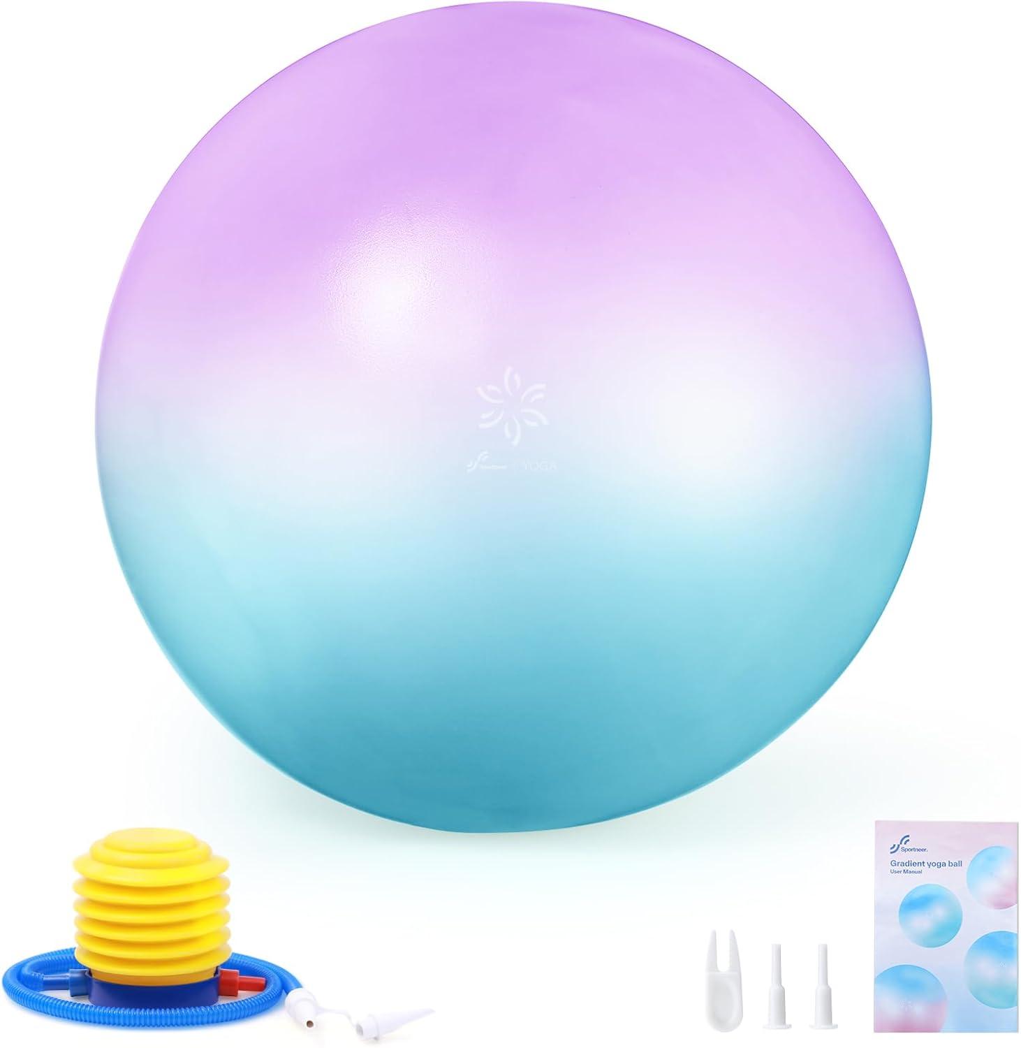 image:imageSportneer Extra Thick Exercise Ball 256Yoga Ball with Quick Pump AntiBurst and Slip Resistant Fitness Ball Chair for Pregnancy and Physical TherapyIris Blue Purple