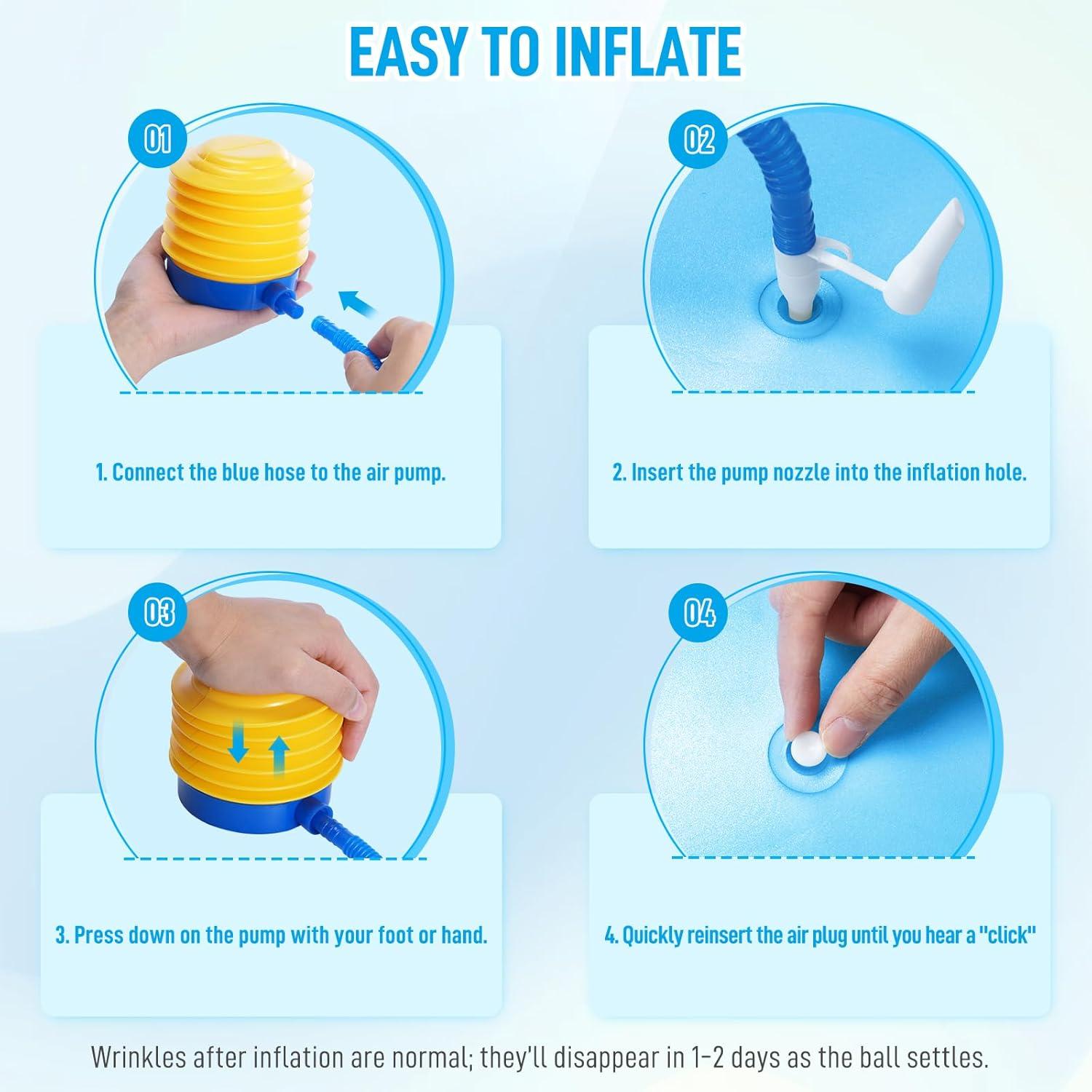 image:imageSportneer Extra Thick Exercise Ball 256Yoga Ball with Quick Pump AntiBurst and Slip Resistant Fitness Ball Chair for Pregnancy and Physical TherapyPink Blue