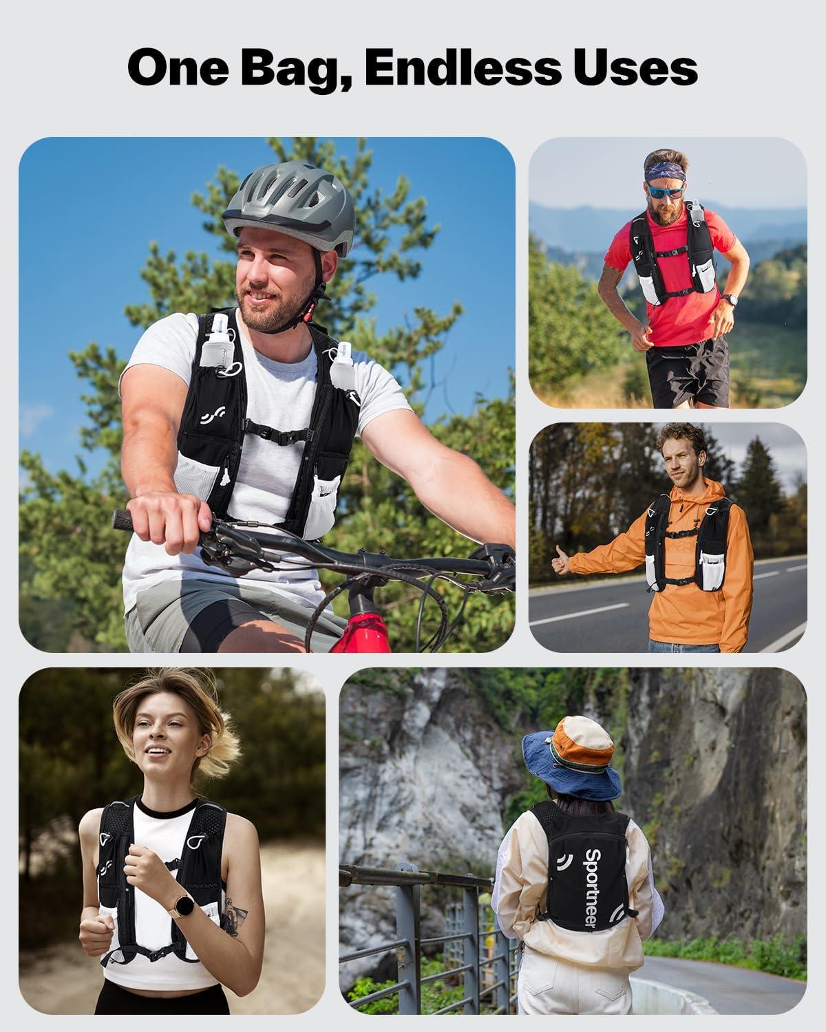 image:imageSportneer Hydration Backpack Running Vest with Reflective Strips Lightweight Hydration Vest Backpack for Running Hiking Biking Cycling for Women Men