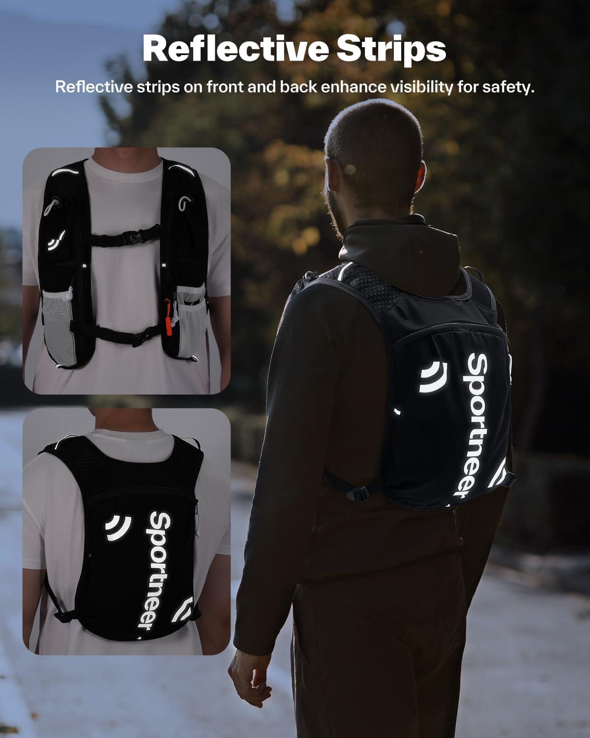 image:imageSportneer Hydration Backpack Running Vest with Reflective Strips Lightweight Hydration Vest Backpack for Running Hiking Biking Cycling for Women Men