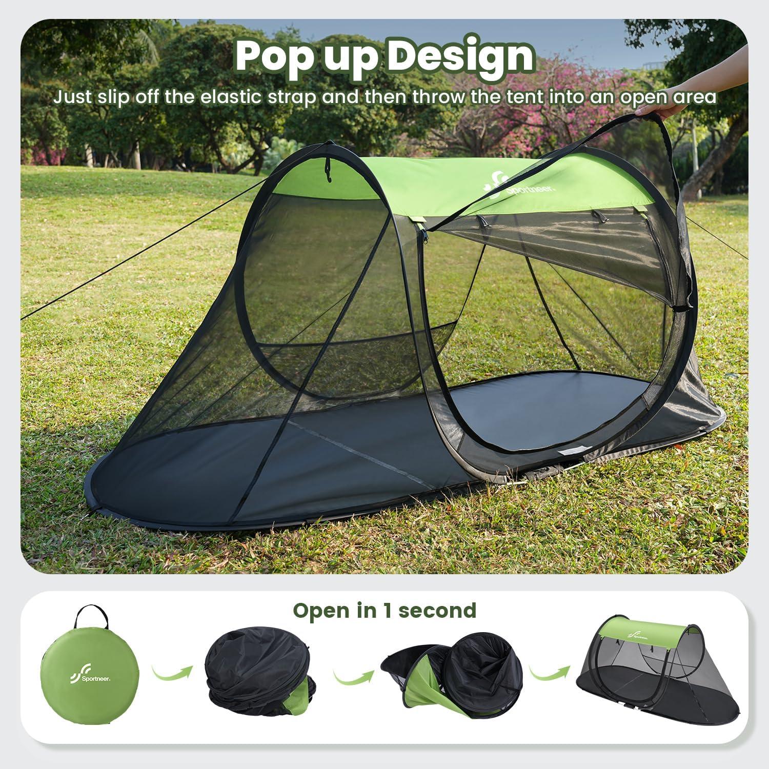 image:imageSportneer PopUp Mosquito Net Tent Portable Foldable Mosquito Tent with Bug Screen Net Adults Kids for Camping Cot 1 Person Camping Tent for Bed