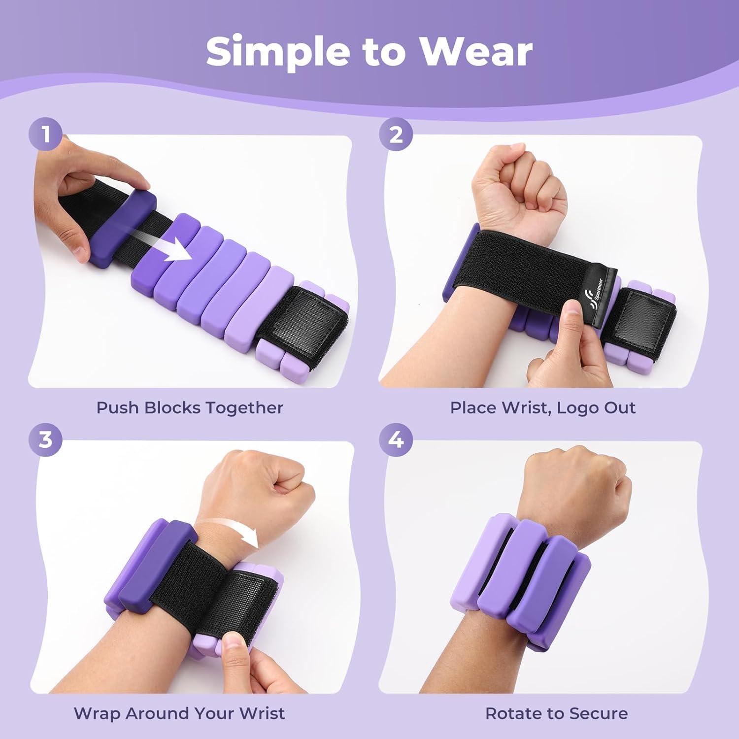 image:imageSportneer SShaped Wrist Weights Set of 2 1LB2LB Each for Women Men Comfortable Arm Leg Weight for Pilates Running Walking Workout Yoga Water Aerobics Pool ExercisesHalo Violet