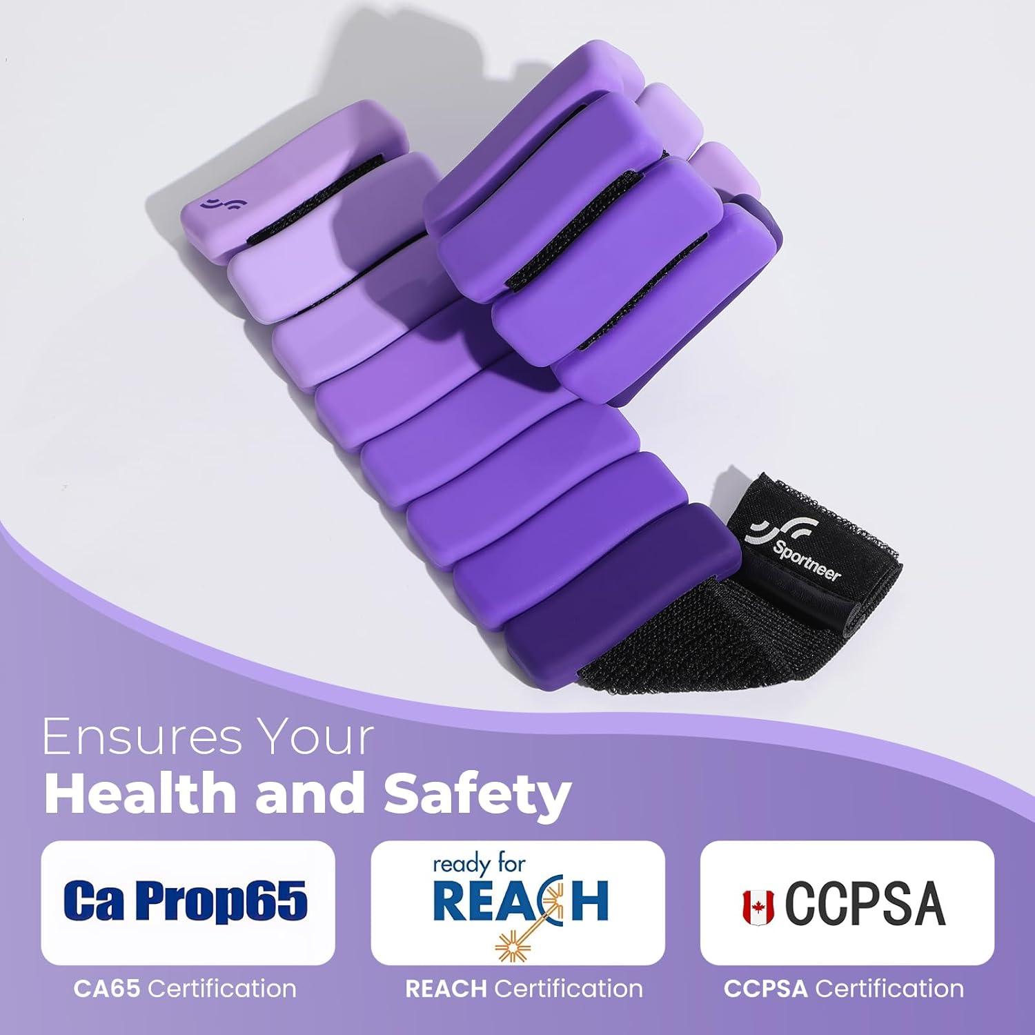 image:imageSportneer SShaped Wrist Weights Set of 2 1LB2LB Each for Women Men Comfortable Arm Leg Weight for Pilates Running Walking Workout Yoga Water Aerobics Pool ExercisesHalo Violet
