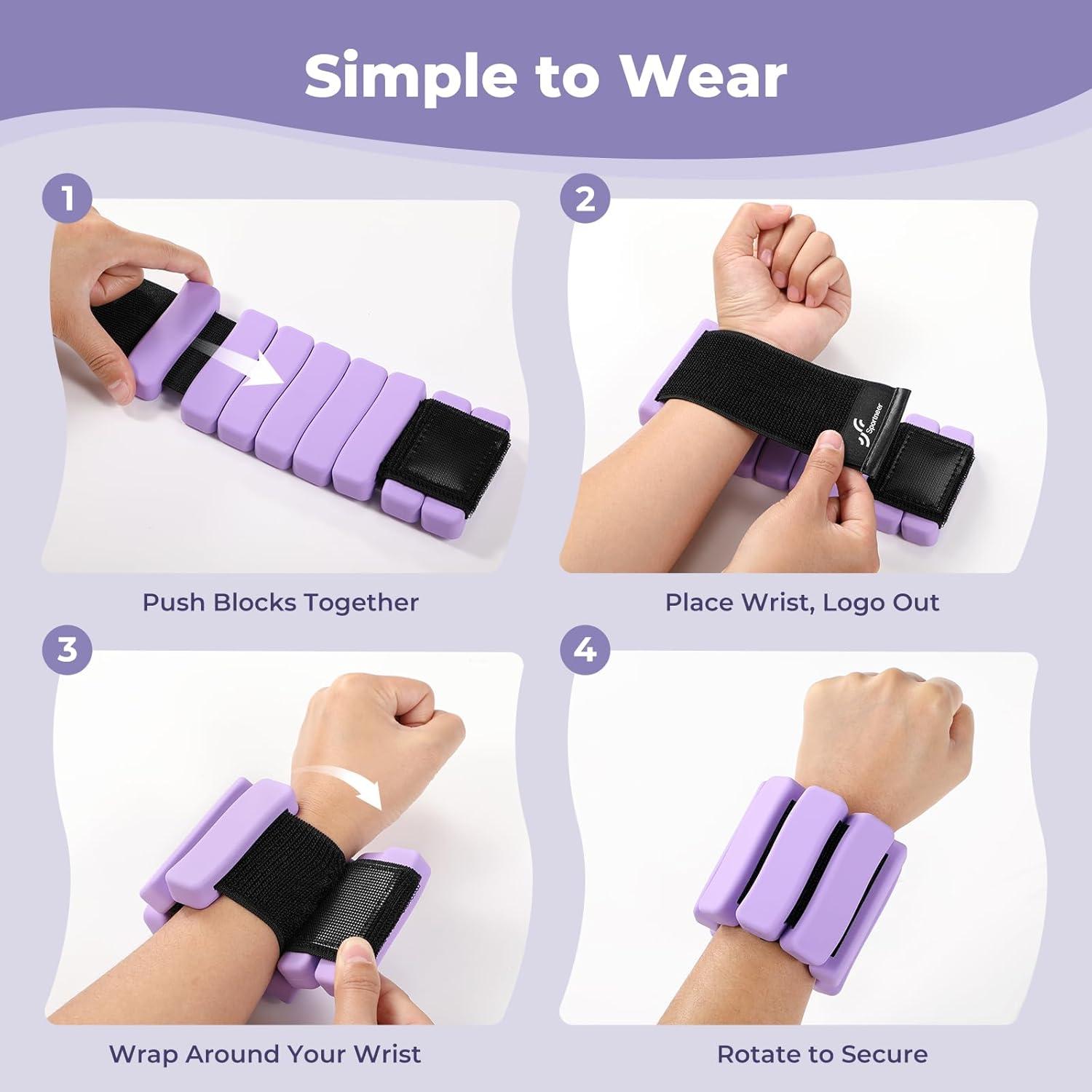 image:imageSportneer SShaped Wrist Weights Set of 2 1LB2LB Each for Women Men Comfortable Arm Leg Weight for Pilates Running Walking Workout Yoga Water Aerobics Pool ExercisesAura Lavender