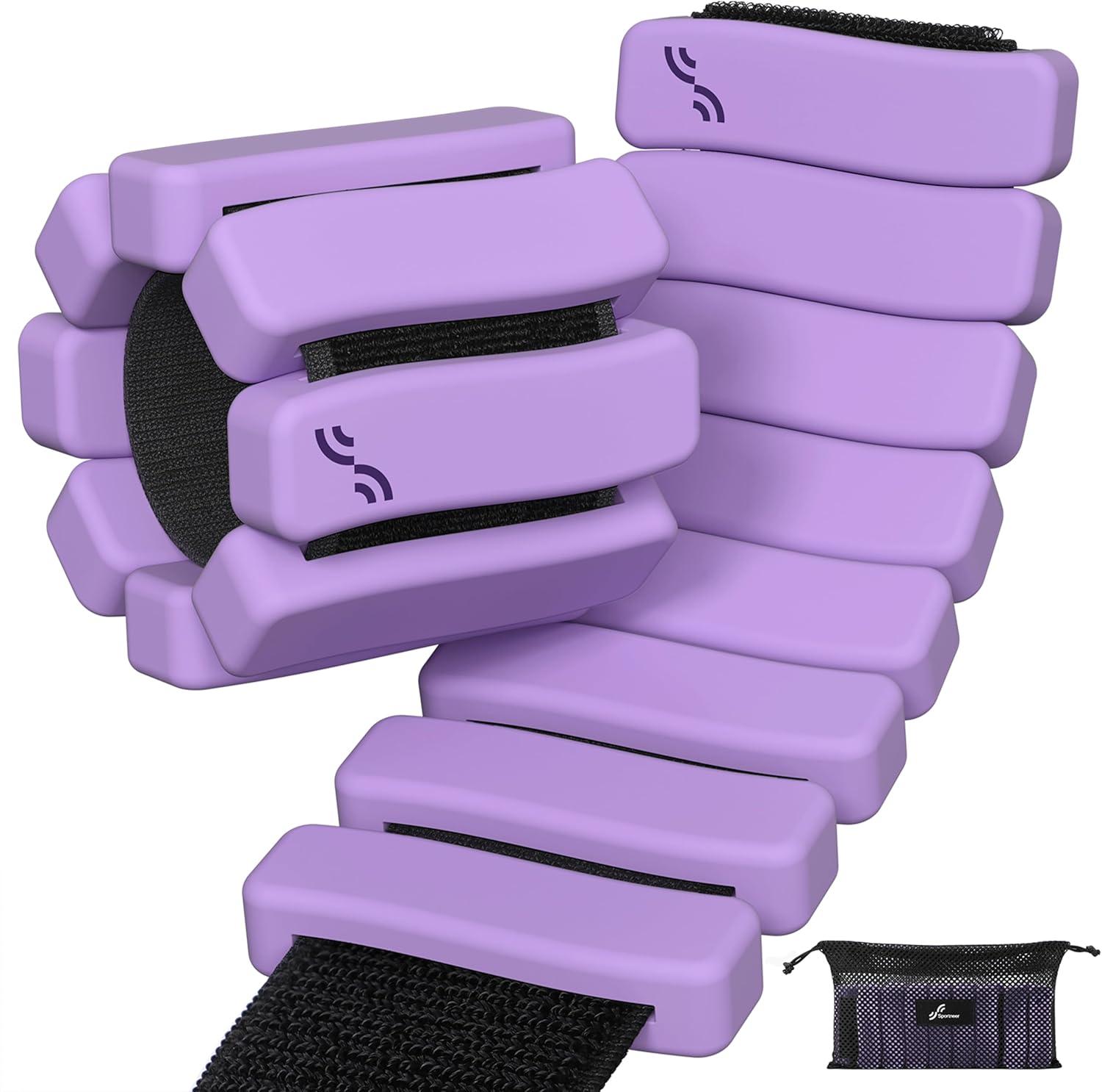 image:imageSportneer SShaped Wrist Weights Set of 2 1LB2LB Each for Women Men Comfortable Arm Leg Weight for Pilates Running Walking Workout Yoga Water Aerobics Pool ExercisesAura Lavender