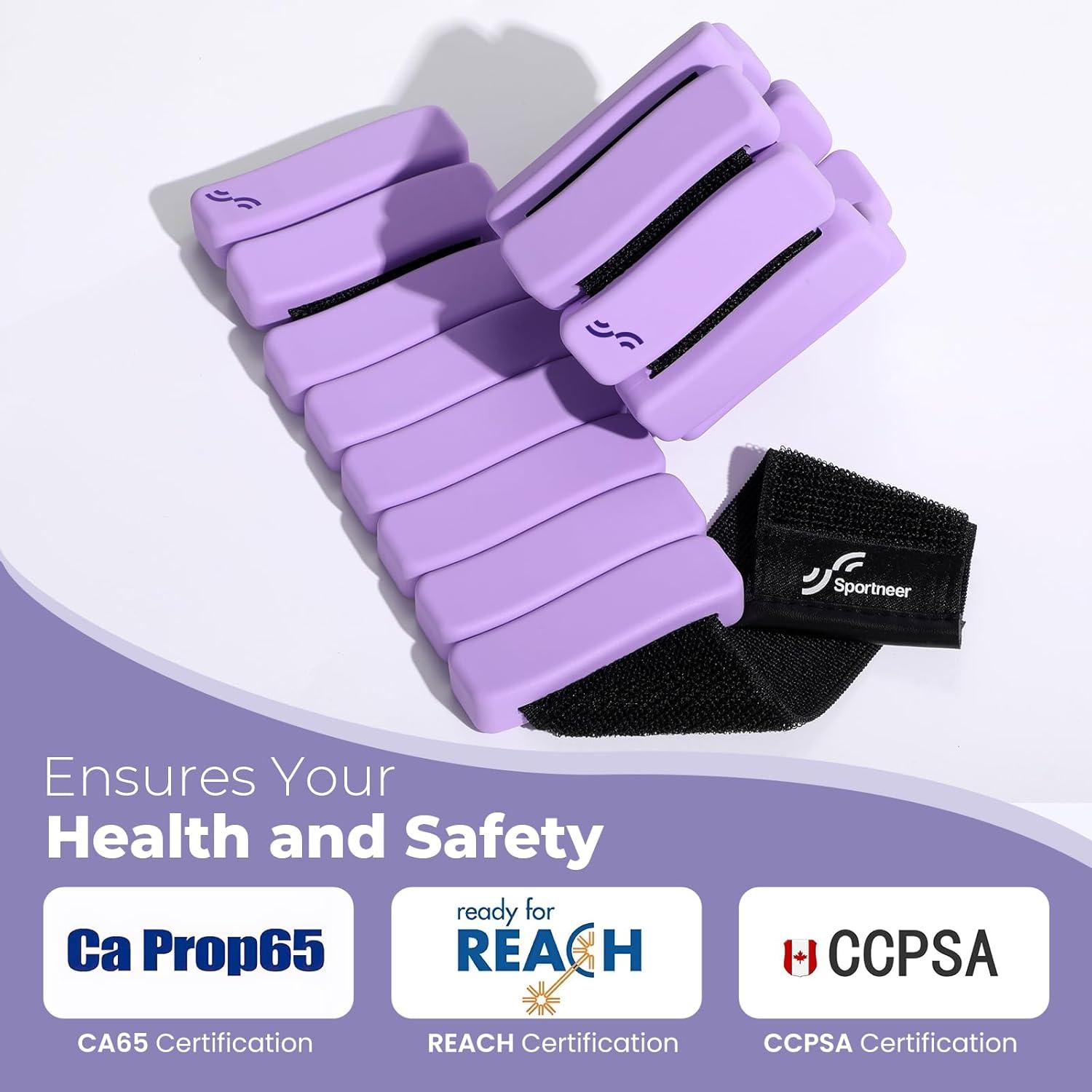 image:imageSportneer SShaped Wrist Weights Set of 2 1LB2LB Each for Women Men Comfortable Arm Leg Weight for Pilates Running Walking Workout Yoga Water Aerobics Pool ExercisesPurple