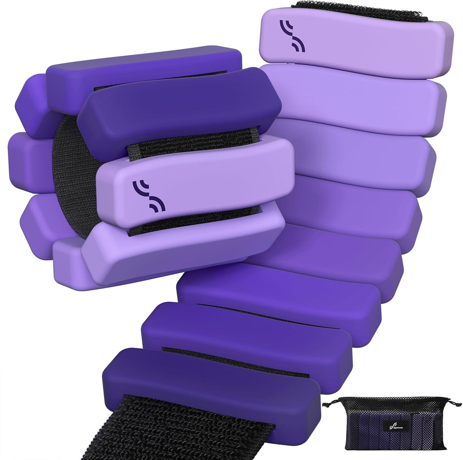image:imageSportneer SShaped Wrist Weights Set of 2 1LB2LB Each for Women Men Comfortable Arm Leg Weight for Pilates Running Walking Workout Yoga Water Aerobics Pool ExercisesHalo Violet