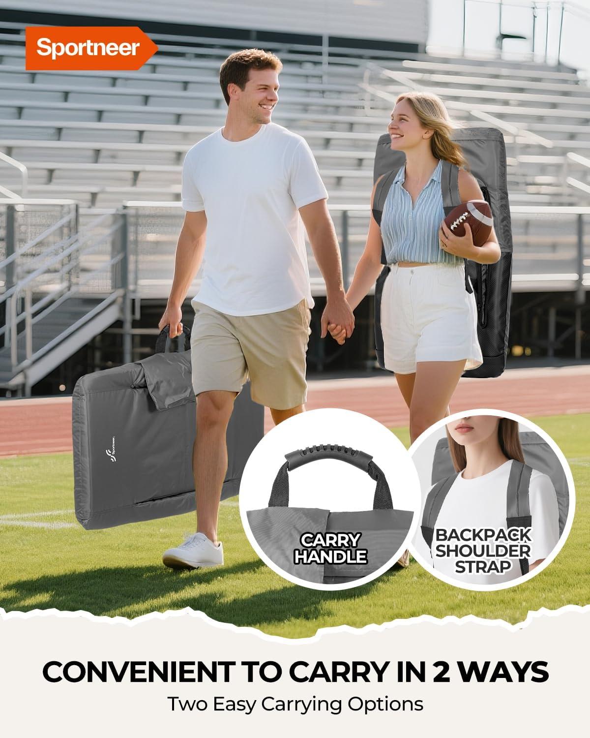 image:imageSportneer Stadium Seats with Back Support 25 Thick Comfy Cushion 6 Adjustable Angle Bleacher Seat with Armrest 2 Large Pockets 2 Cup Holders Stadium Chair for Sport Events Concerts ParksGrey