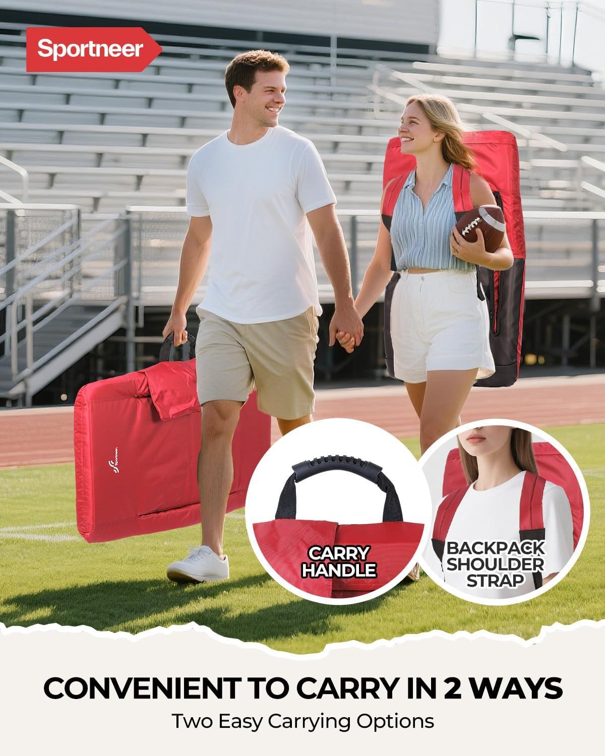 image:imageSportneer Stadium Seats with Back Support 25 Thick Comfy Cushion 6 Adjustable Angle Bleacher Seat with Armrest 2 Large Pockets 2 Cup Holders Stadium Chair for Sport Events Concerts ParksRed 2 Pack