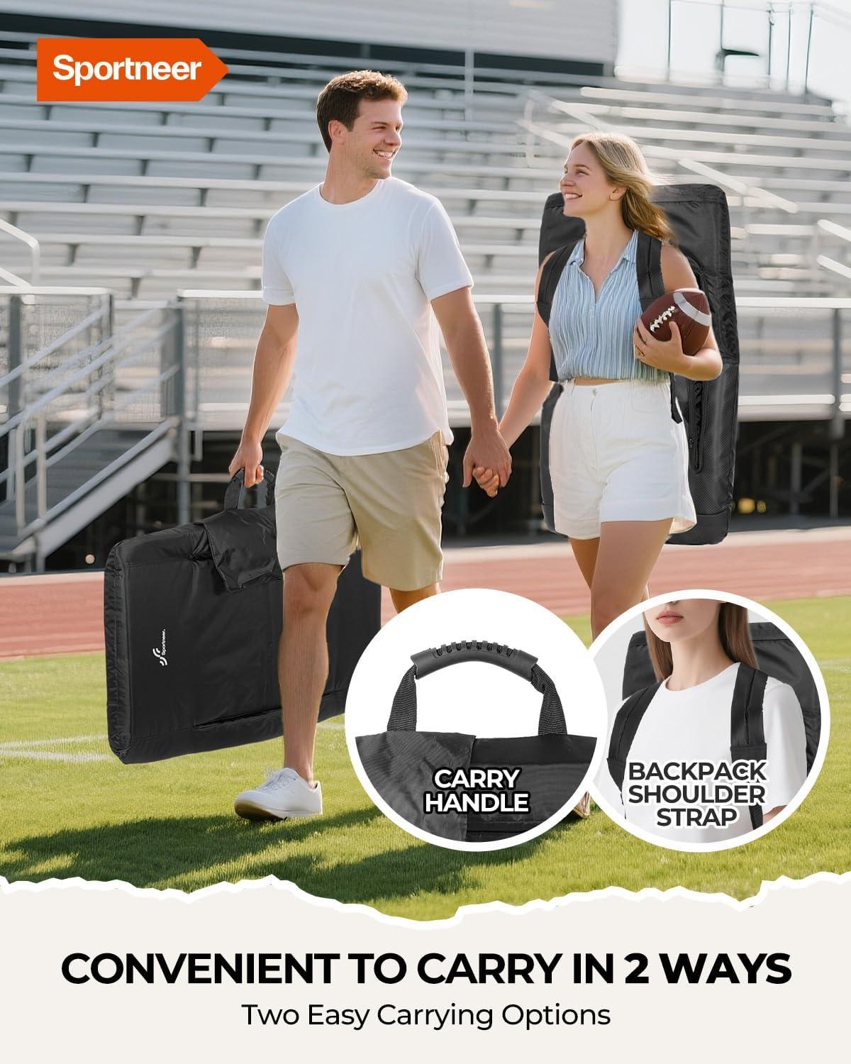 image:imageSportneer Stadium Seats with Back Support 25 Thick Comfy Cushion 6 Adjustable Angle Bleacher Seat with Armrest 2 Large Pockets 2 Cup Holders Stadium Chair for Sport Events Concerts ParksBlack