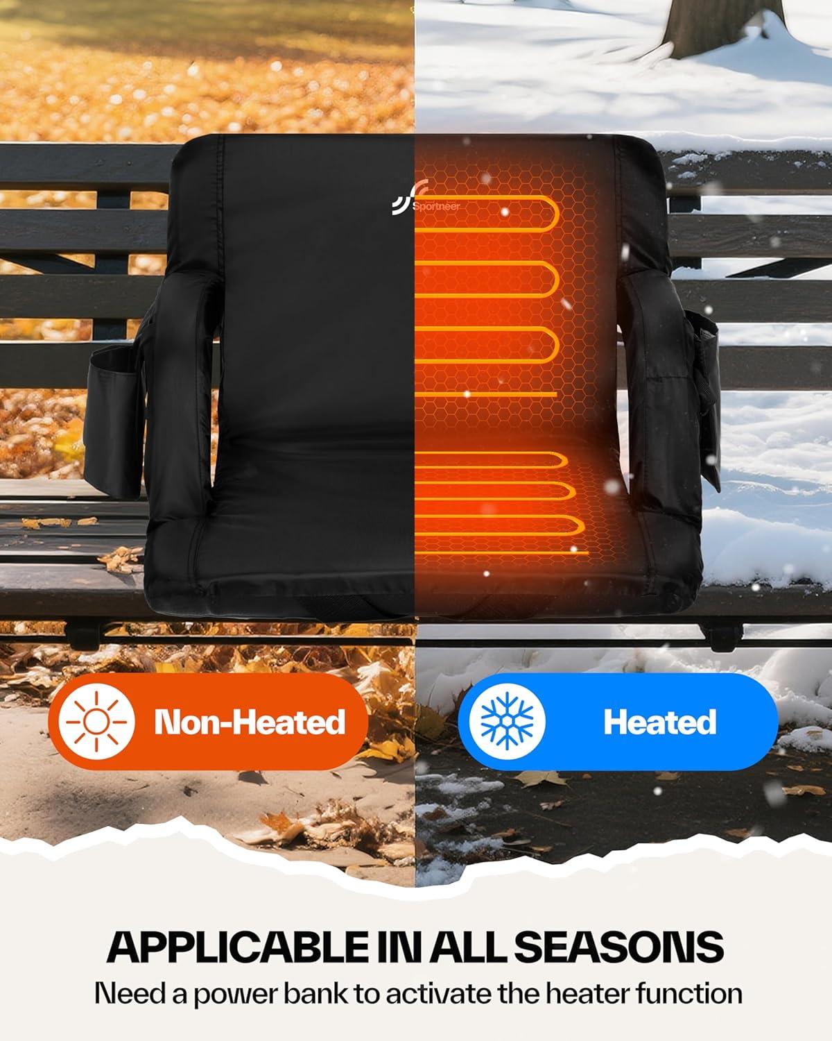 image:imageSportneer Stadium Seats with Back Support 25 Thick Comfy Cushion 6 Adjustable Angle Bleacher Seat with Armrest 2 Large Pockets 2 Cup Holders Stadium Chair for Sport Events Concerts ParksBlack 2 Pack