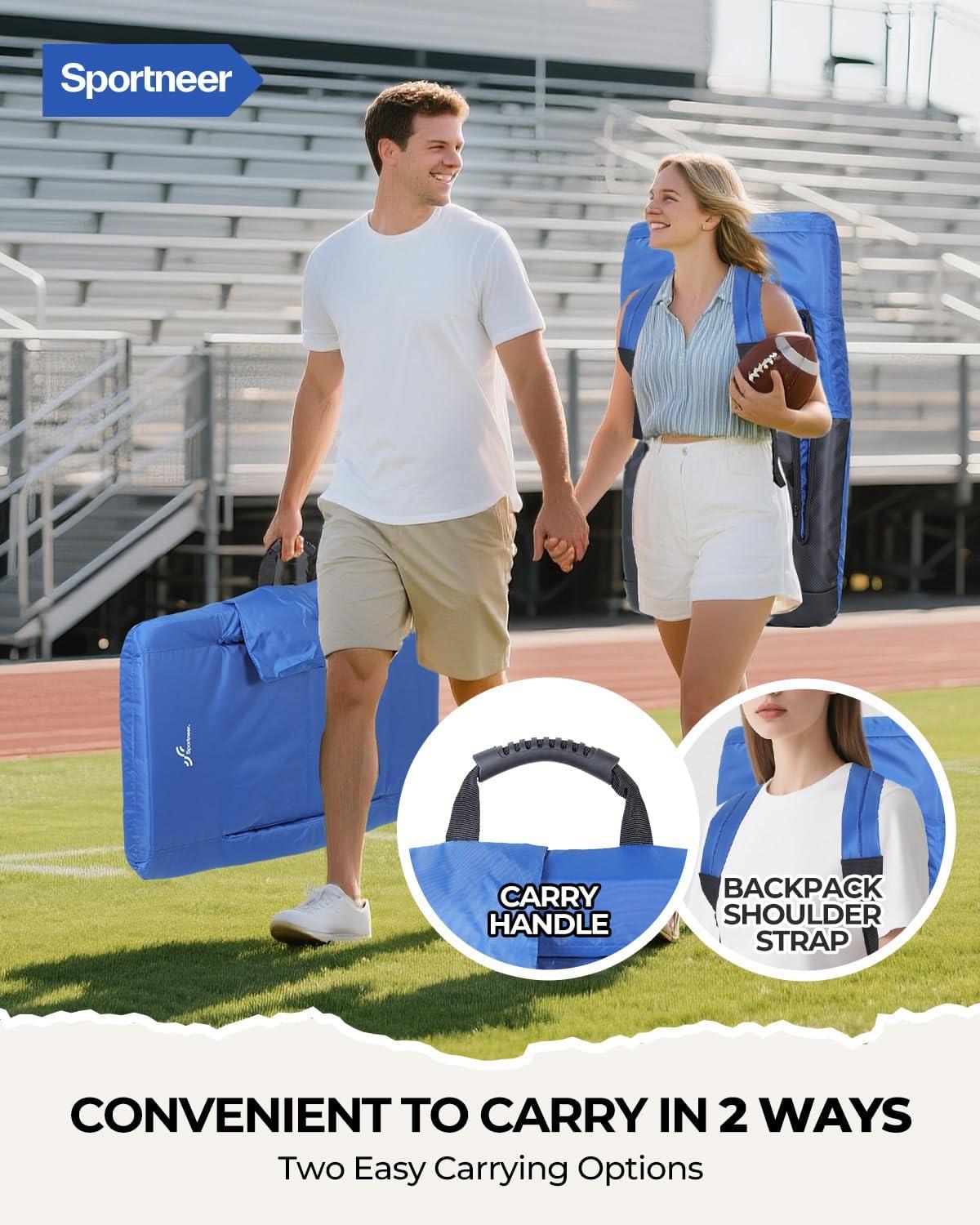 image:imageSportneer Stadium Seats with Back Support 25 Thick Comfy Cushion 6 Adjustable Angle Bleacher Seat with Armrest 2 Large Pockets 2 Cup Holders Stadium Chair for Sport Events Concerts ParksBlue