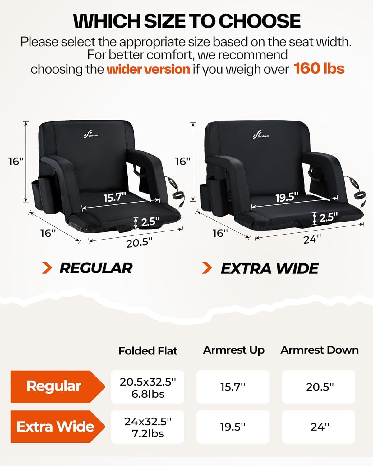 image:imageSportneer Stadium Seats with Back Support 25 Thick Comfy Cushion 6 Adjustable Angle Bleacher Seat with Armrest 2 Large Pockets 2 Cup Holders Stadium Chair for Sport Events Concerts ParksBlack 2 Pack