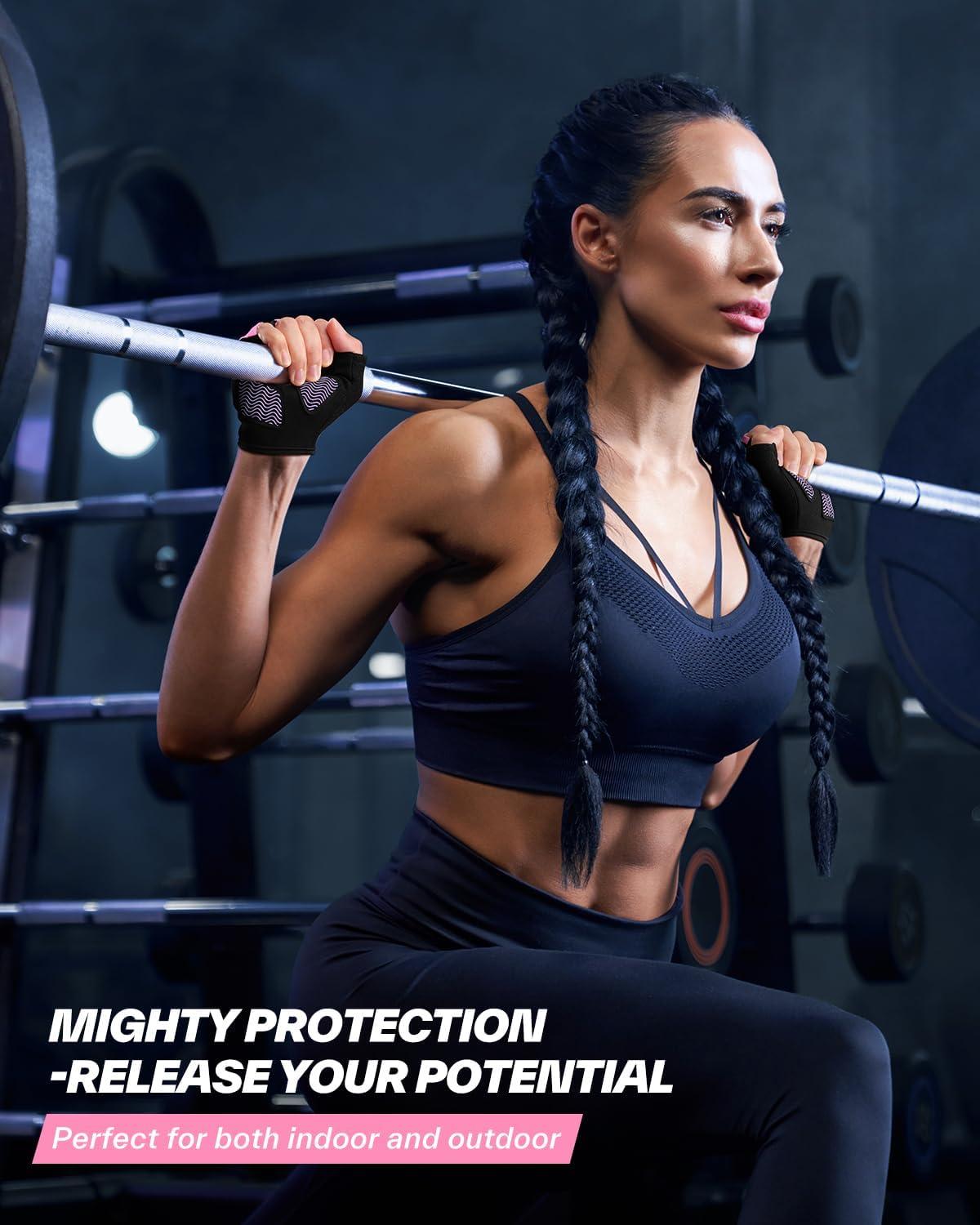 image:imageSportneer Workout Gloves for Men amp Women Full Palm Protection Breathable Exercise Gloves wCurved Open Back Lightweight Fitness Gloves for Pull Up Dumbbells Cycling RowingBlackPink