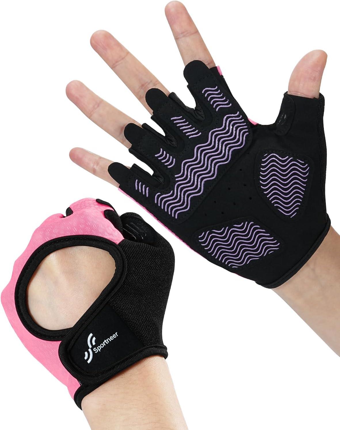 image:imageSportneer Workout Gloves for Men amp Women Full Palm Protection Breathable Exercise Gloves wCurved Open Back Lightweight Fitness Gloves for Pull Up Dumbbells Cycling RowingBlackPink