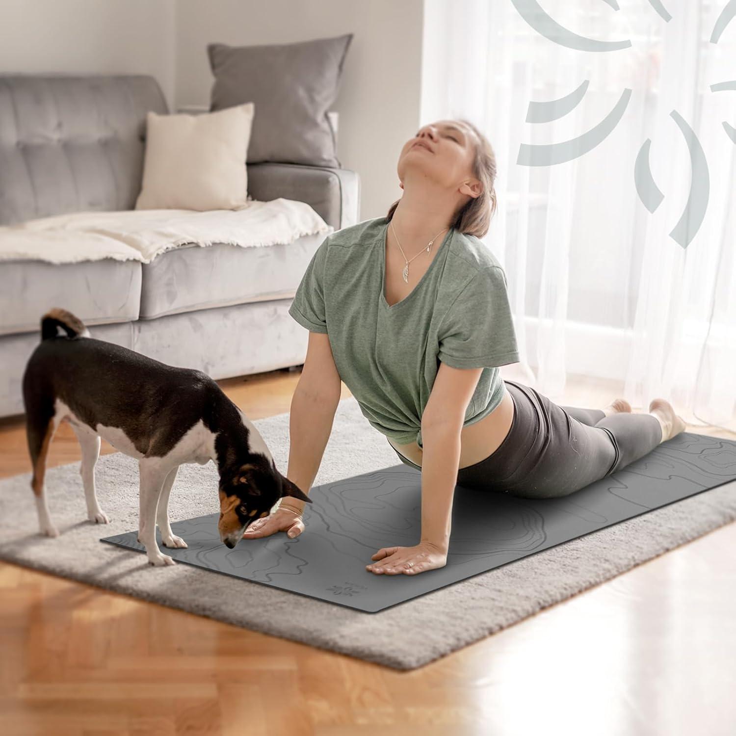 image:imageSportneer Yoga Mat Pro Non Slip AntiTear Workout Mat for Women and Men 4mm Thick Large EcoFriendly Exercise Mat for Yoga Pilates amp Floor Exercise Grey 72x24