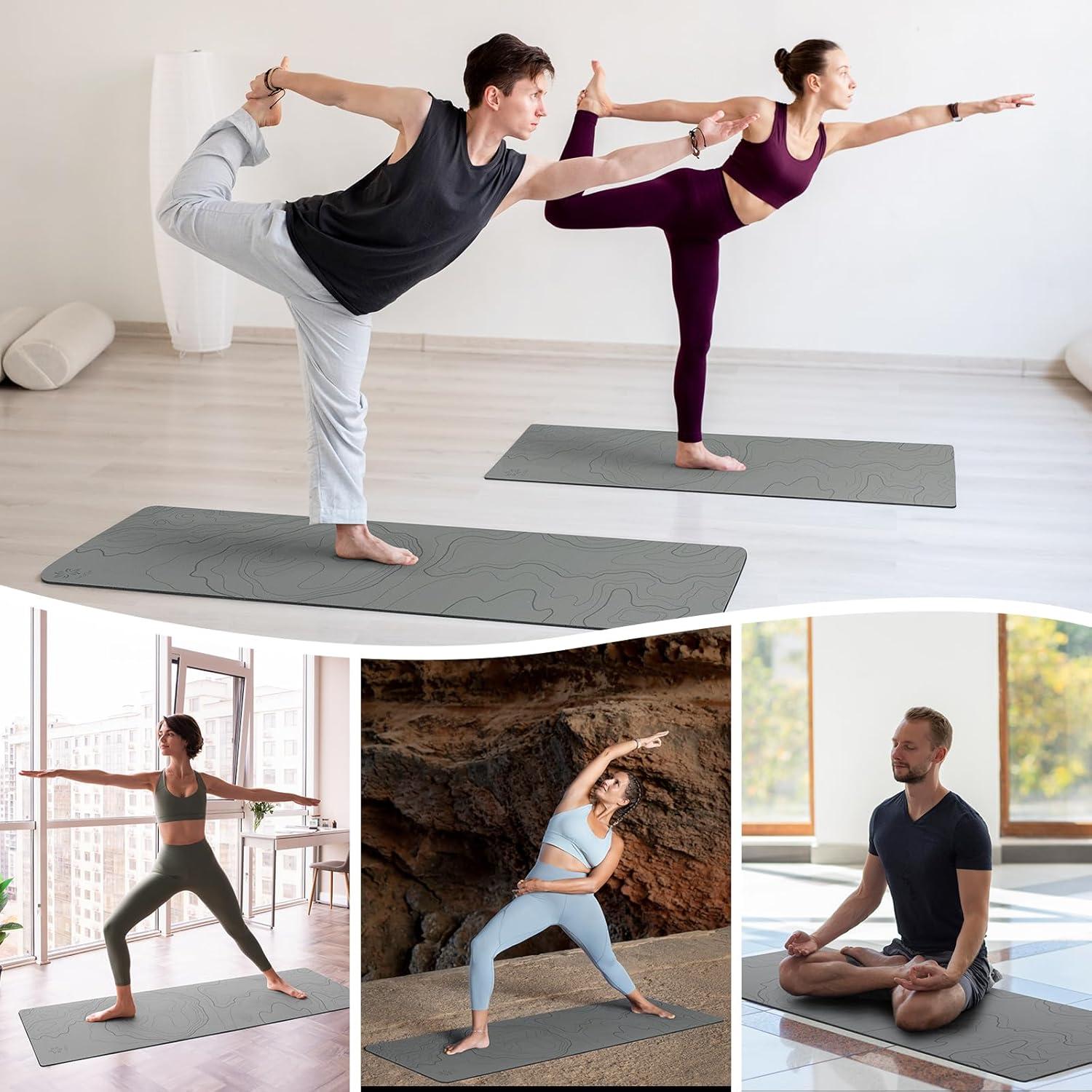 image:imageSportneer Yoga Mat Pro Non Slip AntiTear Workout Mat for Women and Men 4mm Thick Large EcoFriendly Exercise Mat for Yoga Pilates amp Floor Exercise Grey 72x24