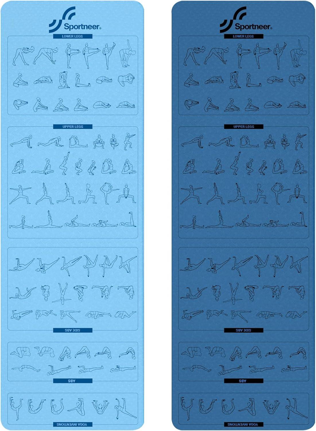 image:imageYoga Mat with Poses Sportneer Yoga Mats for Women amp Men Non Slip DoubleSided Exercise Mats for Home Workout 24 Wide x 72 Long x 14 Thick Exercise Mat Yoga Mat with Strap Home Gym