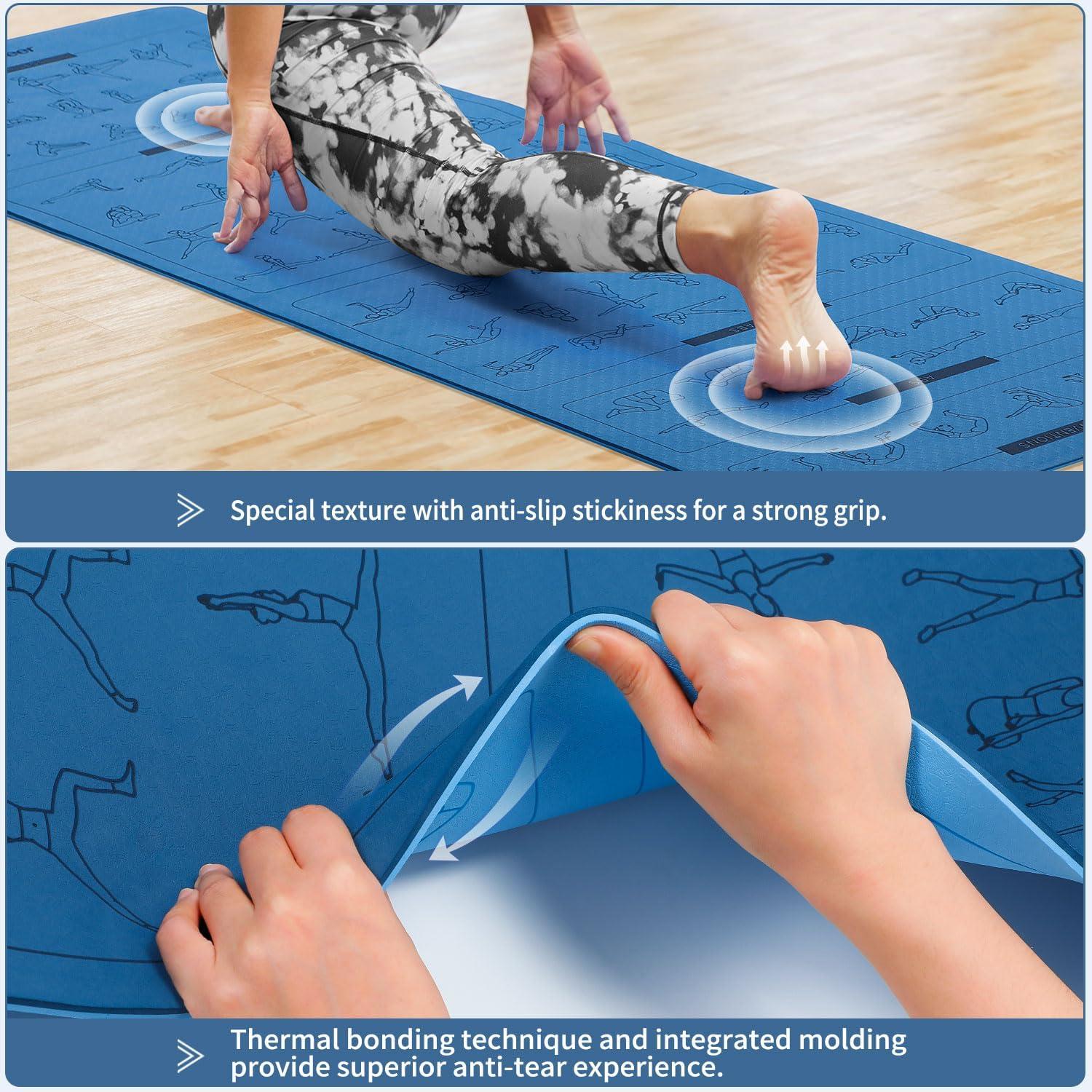 image:imageYoga Mat with Poses Sportneer Yoga Mats for Women amp Men Non Slip DoubleSided Exercise Mats for Home Workout 24 Wide x 72 Long x 14 Thick Exercise Mat Yoga Mat with Strap Home Gym