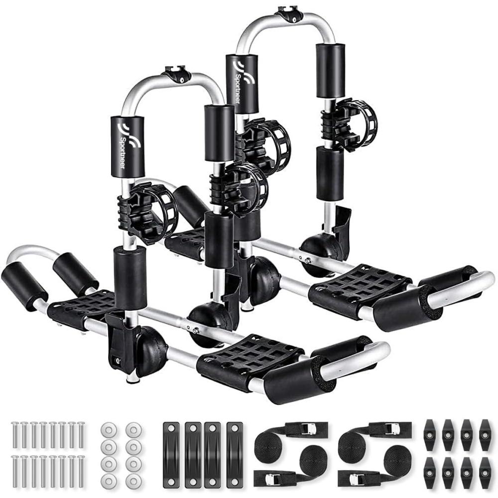 image:imageKayak Roof Rack Sportneer Kayak Car Rack for 2 Kayaks 2 in 1 Folding Aluminum Kayak Carrier J Bar with Paddle Holder for Canoe SUP Kayaks Surfboard Ski Board Rooftop Mount on SUV Car Truck