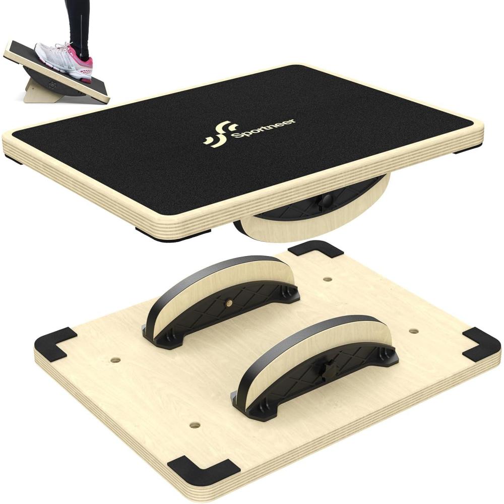 image:imageSportneer 2in1 Balance Board Adjustable Wobble amp Slant Board for Core Strength Stretching Rehab Standing Desk Home Gym WorkoutBlack