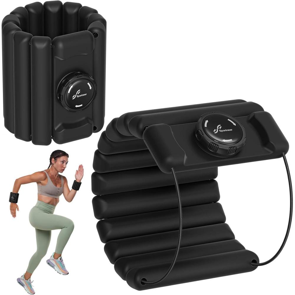 image:imageSportneer Adjustable Wrist Weights for Women Men  Arm Weights Knob Silicone Pilates weights Weighted Bracelet for Walking Running Workout Yoga Water Aerobics Pool Exercises Set of 2 1LB EachBlack
