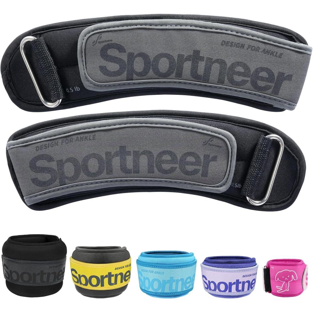 image:imageSportneer Ankle Weights 051235 LBS 1 Pair Wrist Leg Arm Weights for Women Men Kids Child with Adjustable Straps Strength Weighted for Jogging Running Walking Fitness Gym WorkoutBlack