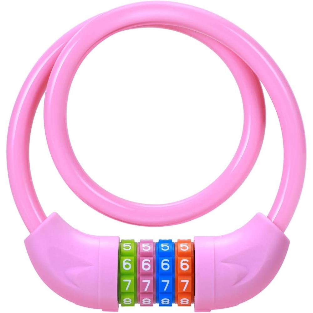 image:imageSportneer Cable Lock 4 Digit Resettable Combination High Security Bike Locks Heavy Duty Anti Theft  256inch Long Colorful amp Keyless Bicycle Lock for Kids Bike  BluePink
