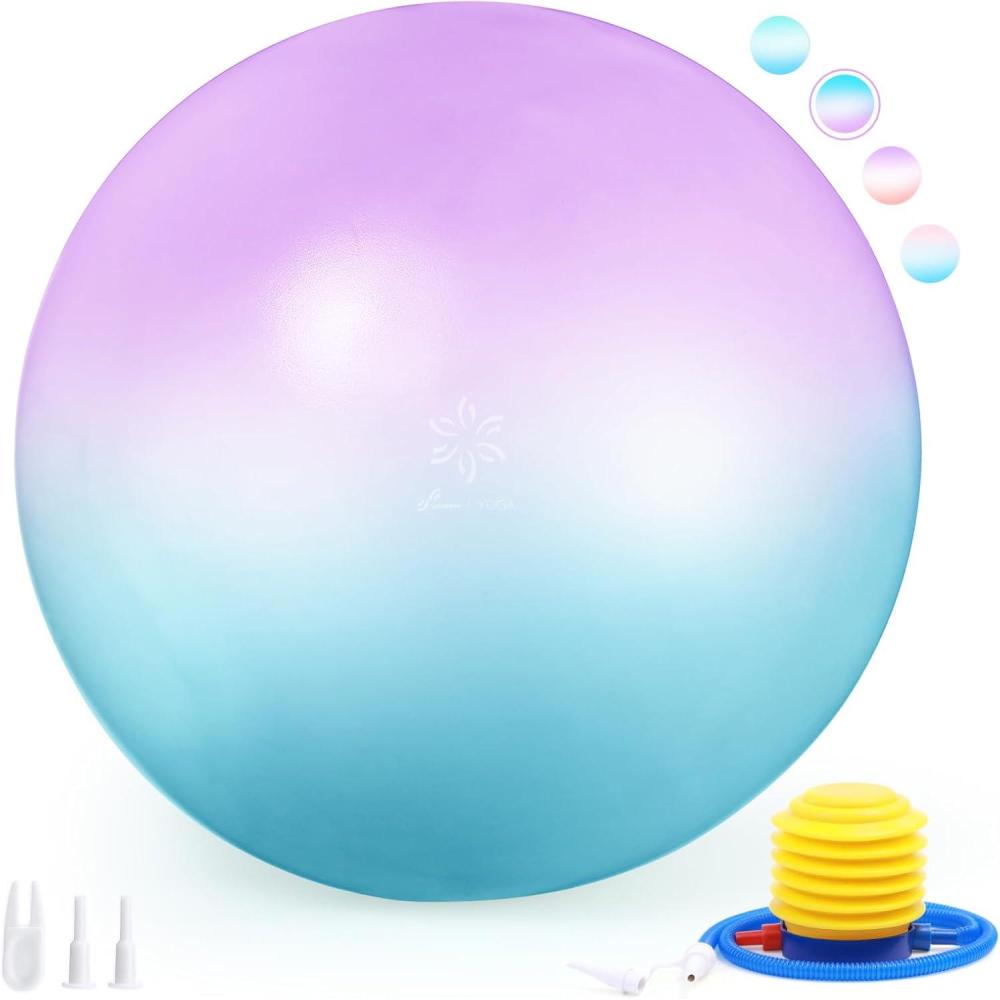 image:imageSportneer Extra Thick Exercise Ball 256Yoga Ball with Quick Pump AntiBurst and Slip Resistant Fitness Ball Chair for Pregnancy and Physical TherapyIris Blue Purple