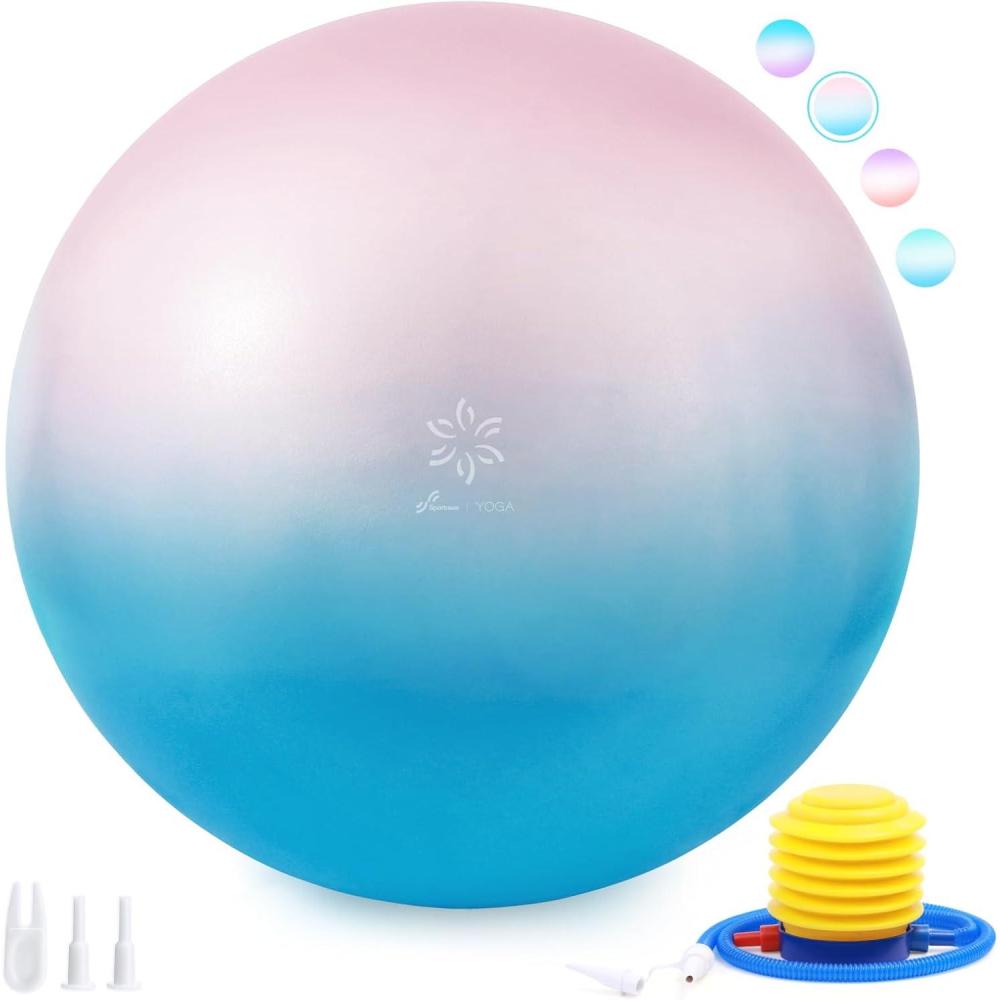 image:imageSportneer Extra Thick Exercise Ball 256Yoga Ball with Quick Pump AntiBurst and Slip Resistant Fitness Ball Chair for Pregnancy and Physical TherapyPink Blue