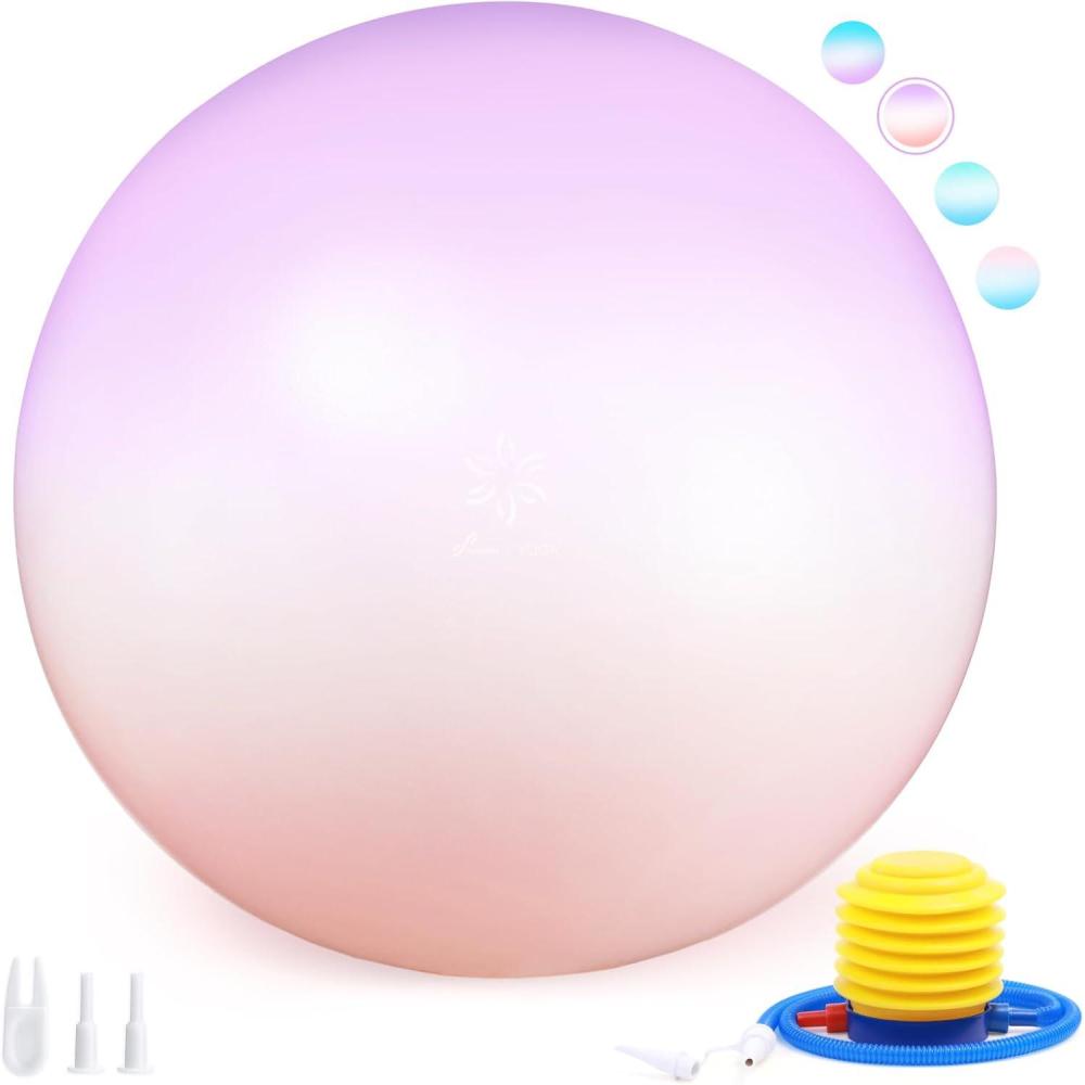 image:imageSportneer Extra Thick Exercise Ball 256Yoga Ball with Quick Pump AntiBurst and Slip Resistant Fitness Ball Chair for Pregnancy and Physical TherapyPink Purple