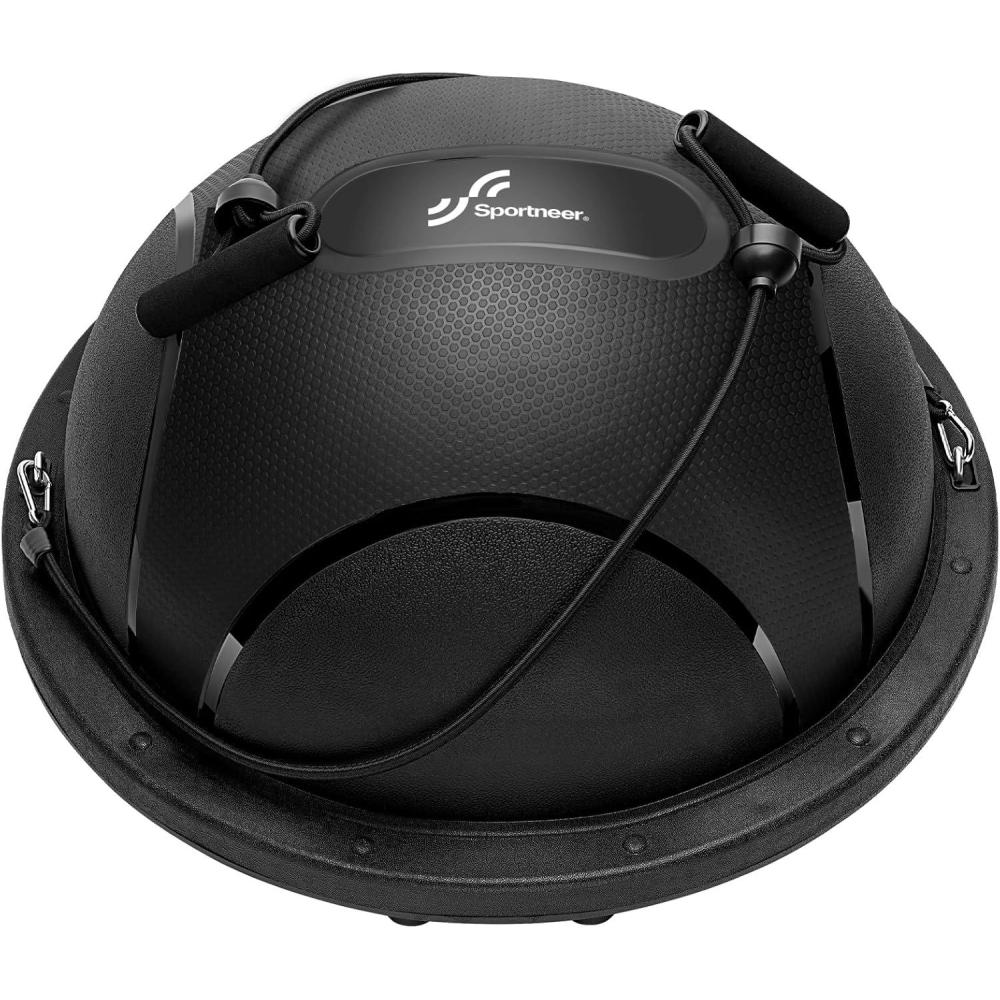 image:imageSportneer Half Balance Ball Inflatable Exercise Ball Trainer With Resistance Bands amp Pump Nonslip Yoga Ball for Stability Core Training Physical Therapy Home Gym EquipmentBlack