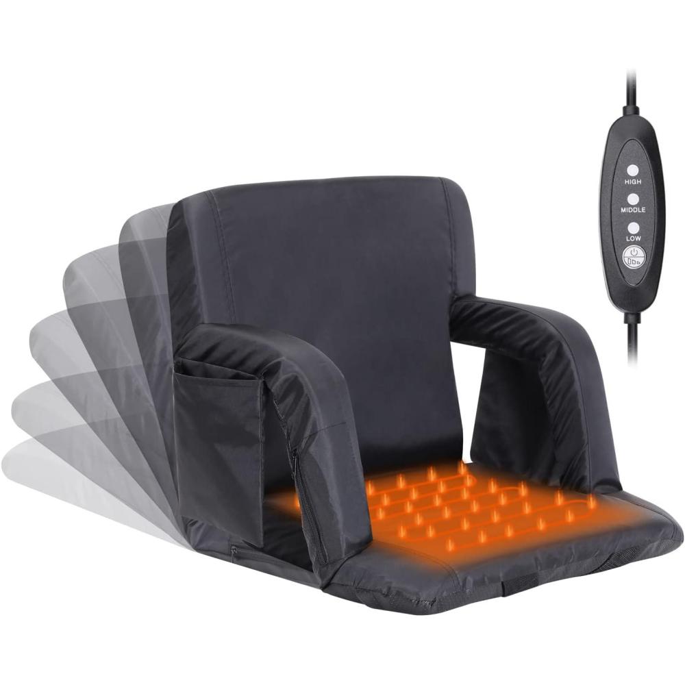 image:imageSportneer Heated Stadium Seats for Bleachers with Back Support Bleacher Chairs with Back and Cushion 3 Levels of Heat Bleacher Seat Foldable Stadium Chair for Outdoor Sport Events NO Power Bank