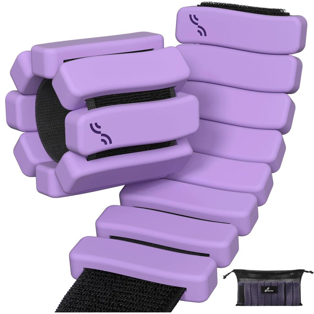 image:imageSportneer SShaped Wrist Weights Set of 2 1LB2LB Each for Women Men Comfortable Arm Leg Weight for Pilates Running Walking Workout Yoga Water Aerobics Pool ExercisesPurple