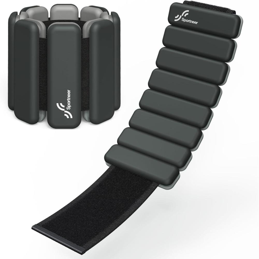 image:imageSportneer Wrist amp Ankle Weights for Women Men  1 Pair 1 lb2 lb Each  Adjustable Weighted Bracelet Silicone Bangles for Yoga Dance Pilates Cardio Aerobics Gym Pool Exercises and JoggingPolar Night Black