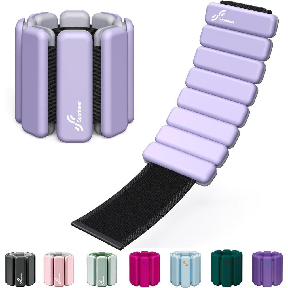 image:imageSportneer Wrist amp Ankle Weights for Women Men  1 Pair 1 lb2 lb Each  Adjustable Weighted Bracelet Silicone Bangles for Yoga Dance Pilates Cardio Aerobics Gym Pool Exercises and JoggingSoft Lavender