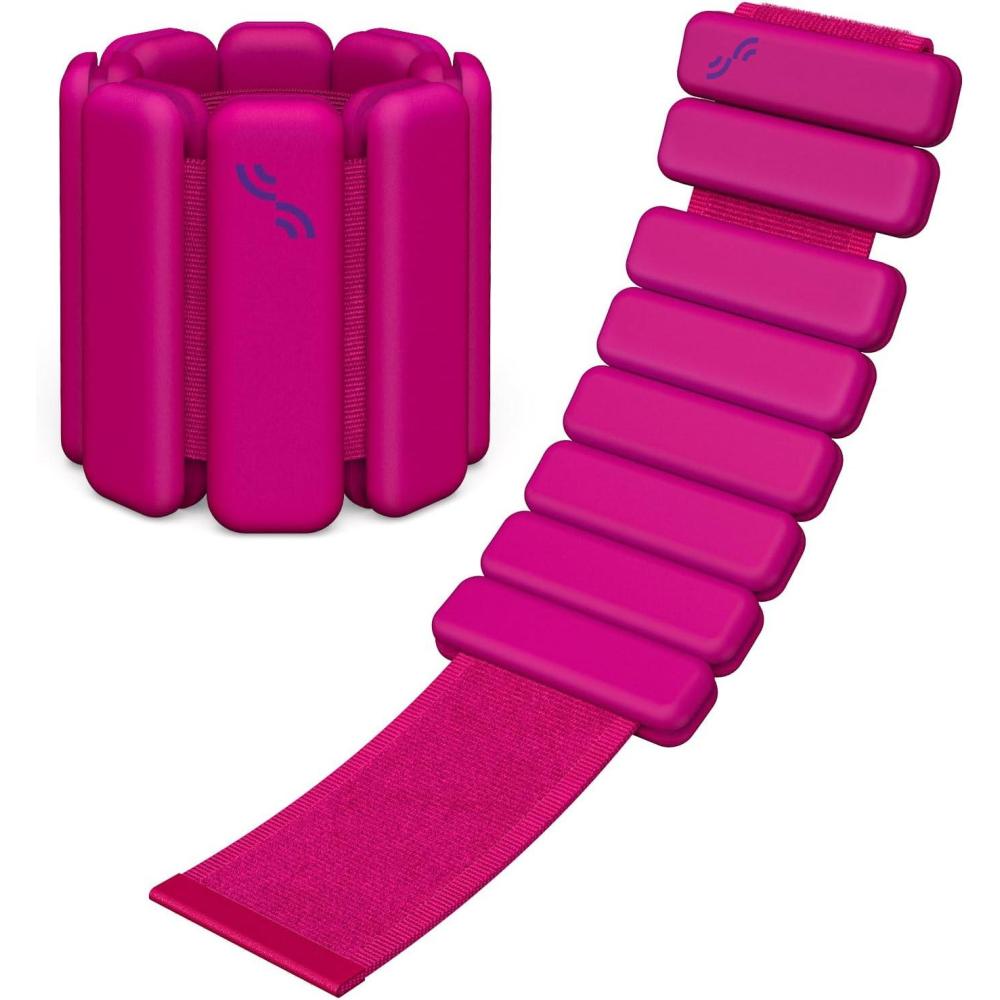 image:imageSportneer Wrist amp Ankle Weights for Women Men  1 Pair 1 lb2 lb Each  Adjustable Weighted Bracelet Silicone Bangles for Yoga Dance Pilates Cardio Aerobics Gym Pool Exercises and JoggingPink Flash