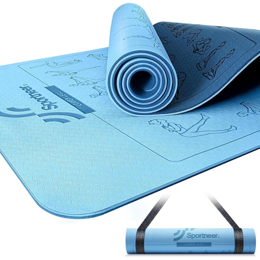 image:imageYoga Mat with Poses Sportneer Yoga Mats for Women amp Men Non Slip DoubleSided Exercise Mats for Home Workout 24 Wide x 72 Long x 14 Thick Exercise Mat Yoga Mat with Strap Home Gym