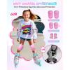 Sportneer 4 Size Adjustable Inline Skates for Girls, Kids Inline Skates Size 12C-9 with Light Up Wheels Roller Blade with Protective Gear Set for Kids Girls Women Beginners Indoor & Outdoor Use(Pink)