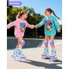 Sportneer 4 Size Adjustable Inline Skates for Girls, Kids Inline Skates Size 12C-9 with Light Up Wheels Roller Blade with Protective Gear Set for Kids Girls Women Beginners Indoor & Outdoor Use(Purple)